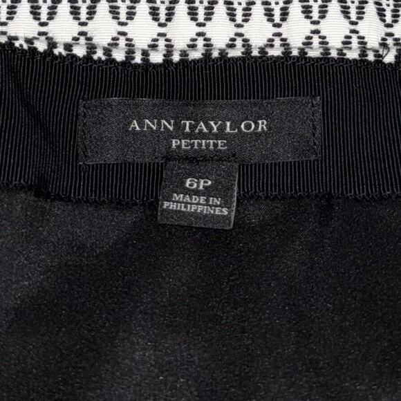 Ann Taylor Skirt Womens 6 Petite White Black Abstract Textured Pocketless Zip Up - Picture 5 of 8